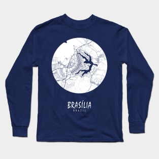 Brasilia, Brazil City Map - Full Moon Long Sleeve T-Shirt